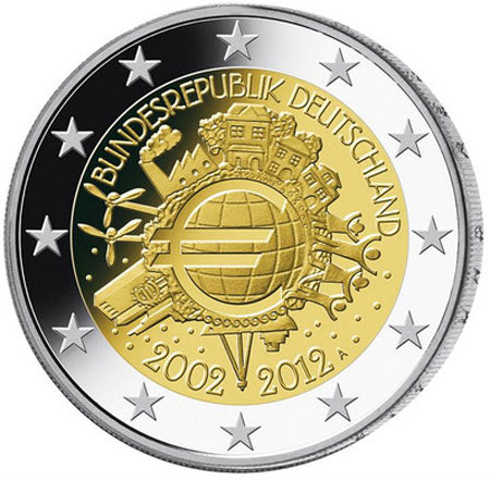 Németország 2 € 10 év Euro 2012