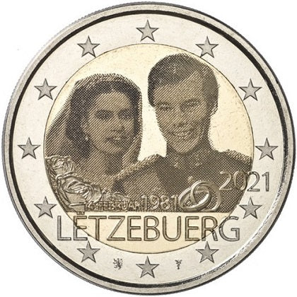 Luxemburg 2 eurós, 40. házassági évforduló, Theresa és Henry 2021 (hologramos változat)