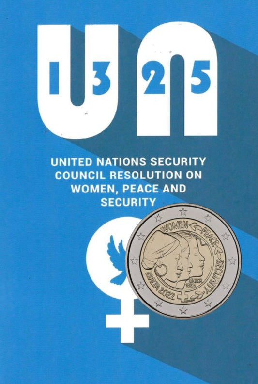 Málta 2 €-os, az ENSZ Biztonsági Tanácsának nőkről, békéről és biztonságról szóló 2022-es határozata érmekártya