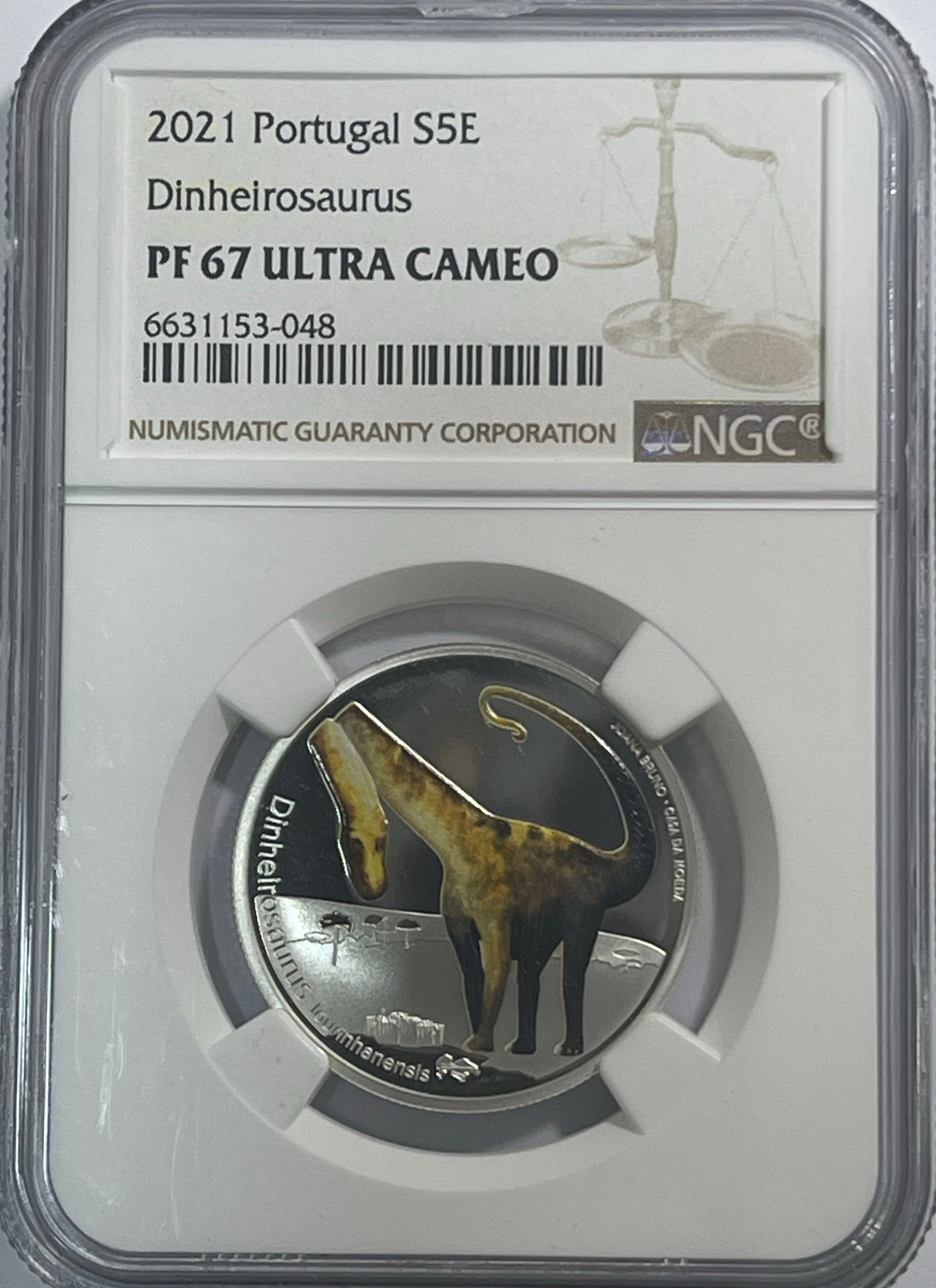 Portugália 5 € Dinheirosaurus Lourinhanensis PF 67 ULTRA CAMEO