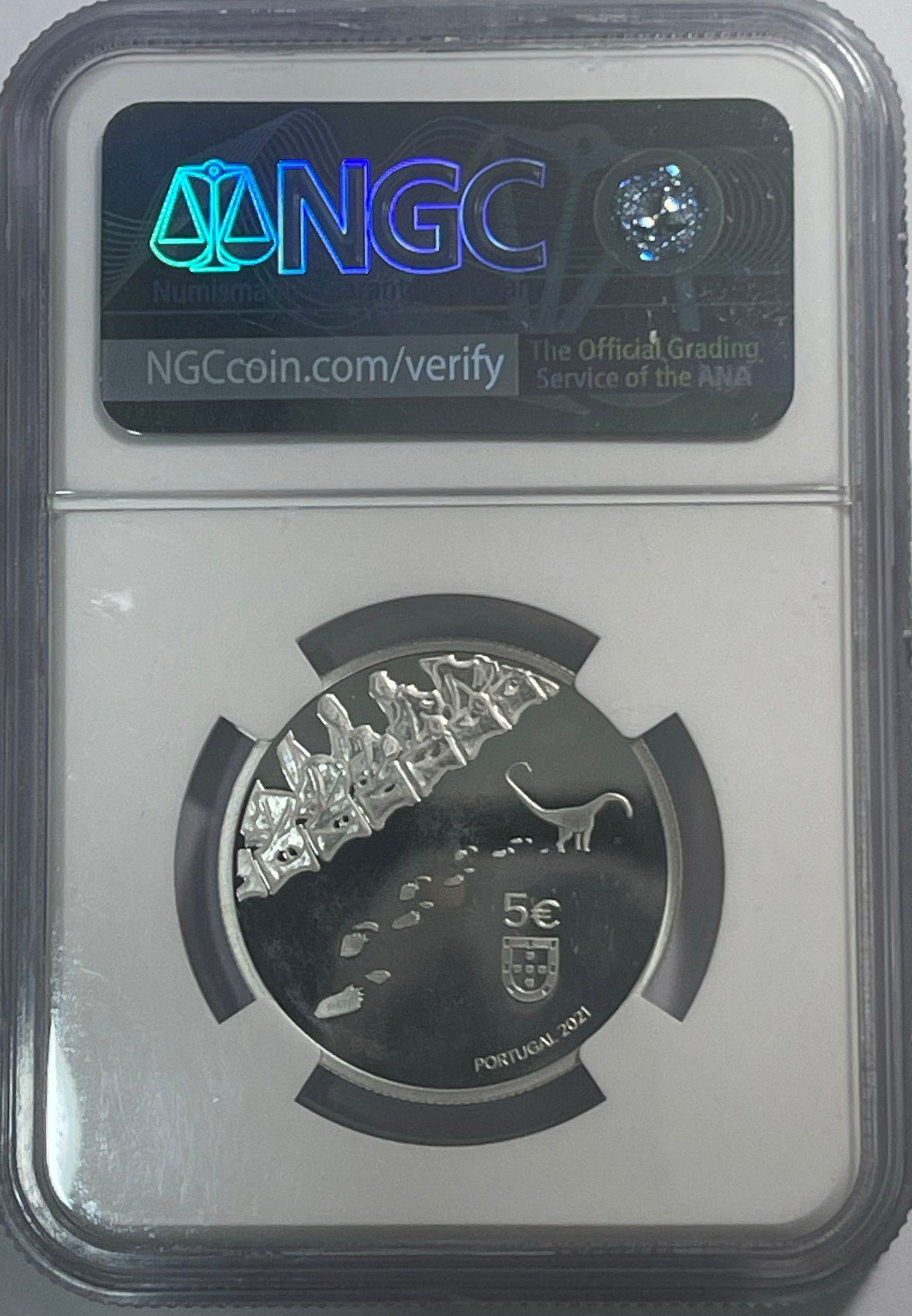 Portugália 5 € Dinheirosaurus Lourinhanensis PF 67 ULTRA CAMEO