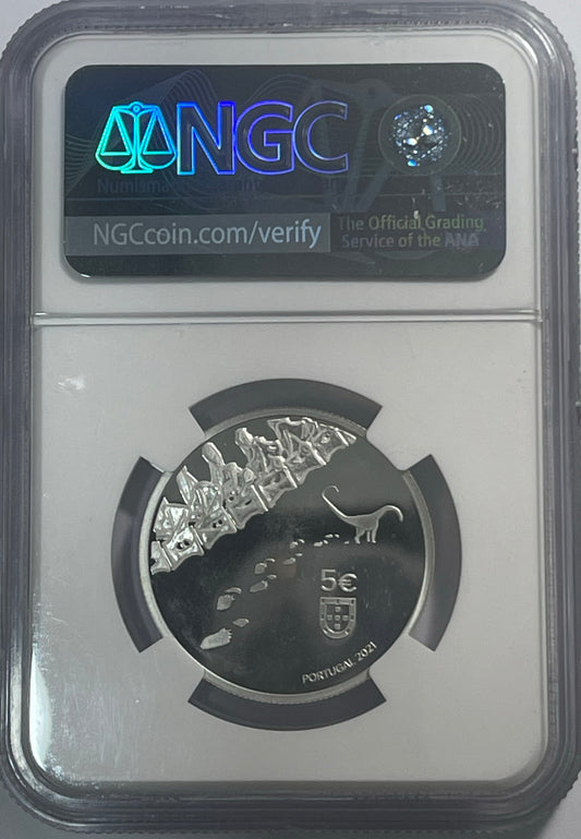 Portugália 5 € Dinheirosaurus Lourinhanensis PF 67 ULTRA CAMEO